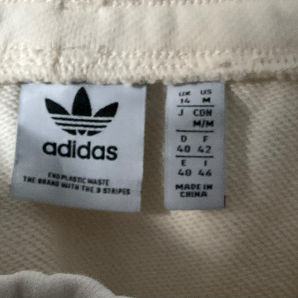 Adidas Originals Ivory Classic Skirt M Women Tan Stripe Pockets Athletic Sporty - Picture 4 of 7